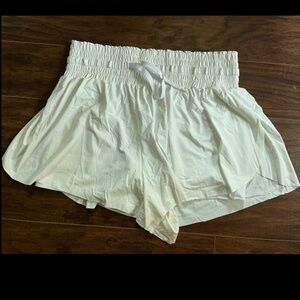 White IUGA High Waist Flowy Shorts with Pockets